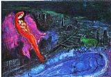 Marc Chagall Bridges Over The Seine 1954 painting