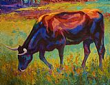 Grazing Texas Longhorn by Marion Rose