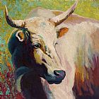 The White Ship Paintings and Prints - White Bull Portrait by Marion Rose