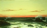 Martin Johnson Heade Prints - Seascape Sunset 1861 by Martin Johnson Heade