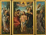 Triptych Paintings - Triptych of The Baptism of Christ by Master of Frankfurt