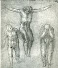 Michelangelo Study for Christ on The Cross with Mourners painting