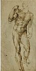 Michelangelo Buonarroti Nude Male Figure Seen Frontally Circa 1502 1506 painting