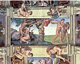 The Garden of Eden Prints - Sistine Chapel Ceiling The Fall of Man Expulsion From The Garden of Eden Four Ignudi 1510 by Michelangelo Buonarroti