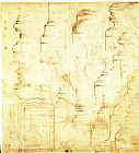 Column Paintings - Sketches of a Column And Faces by Michelangelo Buonarroti