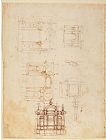 Arch Prints - Studies for Architectural Composition in The Form of a Triumphal Arch c.1516 by Michelangelo Buonarroti