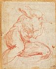 Michelangelo Buonarroti Study of a Nude Red Chalk on Paper painting