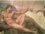 Michelangelo Buonarroti The Creation of Adam From The Sistine Ceiling 1511 Fresco Pre Restoration painting