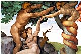 Michelangelo Buonarroti The Sistine Chapel Ceiling Frescos After Restoration Original Sin painting