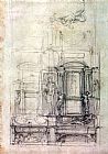 Gian Lorenzo Bernini Paintings - W 26r Design for The Medici Chapel in The Church of San Lorenzo Florence Charcoal by Michelangelo Buonarroti
