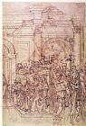 Classical Prints - W 29 Sketch of a Crowd for a Classical Scene by Michelangelo Buonarroti