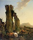 Nicolaes Pietersz Berchem Peasants with Cattle by a Ruined Aqueduct
