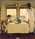 Norman Rockwell Boy in a Dining Car 1947 painting