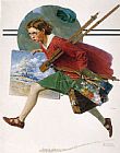 Norman Rockwell Girl Running with Wet Canvas