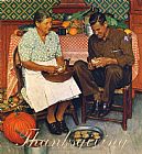 Norman Rockwell Thanksgiving Mother And Son Peeling Potatoes 1945 painting