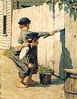 Norman Rockwell Tom Sawyer Whitewashing The Fence painting