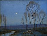 Sheep Prints - Shepherd and Sheep at Moonlight by OB Morgan
