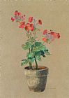Redon Prints - Geraniums In A Pot by Odilon Redon