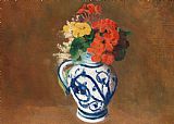 Redon Prints - Flowers In A Blue Vase by Odilon Redon