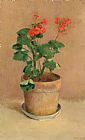 Redon Prints - Geraniums In A Pot by Odilon Redon