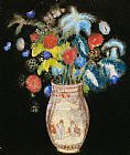 Redon Prints - Large Bouquet On A Black Background by Odilon Redon
