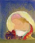 Redon Prints - Profile Of A Girl With Flowers by Odilon Redon