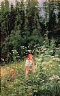 Wild Prints - Girl among the wild flowers by Olga Antonova Lagoda Shishkina