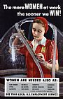 Others World War II 1939-1945 The More Women At Work The Sooner We Win American Poster Showing A Woman
