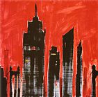 Cityscapes Prints - Red Cityscape by Paul Brent