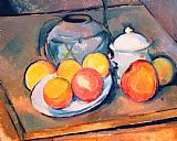 Paul Cezanne Straw Covered Vase Sugar Bowl And Apples