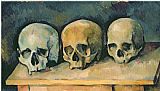 Oil Paintings - The Three Skulls c.1900 Oil on Canvas by Paul Cezanne