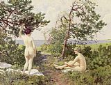 Paul Fischer Prints - The Bathers by Paul Fischer