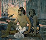 Concert Room of Sanssouci Palace, Potsdam, Germany Prints - Eiaha Ohipa or Tahitians in a Room by Paul Gauguin