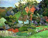 Four Boars in a Landscape Prints - Landscape at Pont Aven by Paul Gauguin