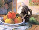 Paul Gauguin Still Life with Apples, a Pear, And a Ceramic Portrait Jug