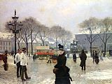 Paul Fischer Prints - A Winter's Day on Kongens Nytorv Copenhagen by Paul Gustave Fischer