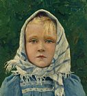 Paul Fischer Prints - Portrait of a Young Girl by Paul Gustave Fischer
