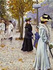 Paul Fischer Prints - Venter Pa Sporvognen by Paul Gustave Fischer