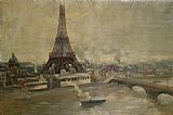 Tower Prints - The Construction of the Eiffel Tower by Paul Louis Delance