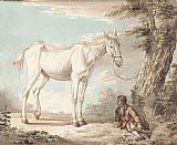 Paul Sandby An Old Grey Horse Tethered To A Tree A Boy Resting Nearby