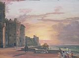 The Terrace St Tropez 1904 Prints - Windsor Castle North Terrace looking west at sunse by Paul Sandby