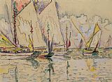 Paul Signac Prints - Departure of tuna boats at Groix by Paul Signac