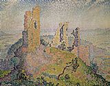 Paul Signac Prints - Landscape with a Ruined Castle by Paul Signac