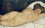 Reclining Nude Prints - Reclining female nude by Paula Modersohn-Becker
