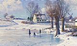 Peder Monsted Sledging On A Frozen Pond