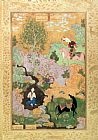 Persian School Khusrau sees Shirin bathing in a stream