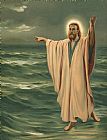 Walking The Plank Prints - Christ walking on the sea by Philip Richard Morris