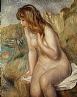 Seated Prints -  Bather seated on a rock by Pierre Auguste Renoir