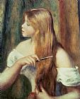 Pierre Auguste Renoir Blonde girl combing her hair