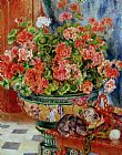 Pierre Auguste Renoir Geraniums and Cats
